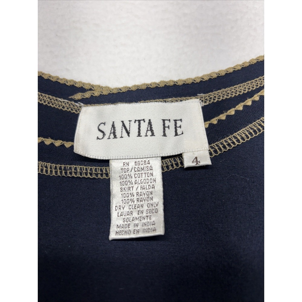 Vintage 90s Santa Fe Empire Waist Midi Dress Sz 4 Cotton Rayon Gold Geometric - Picture 12 of 12